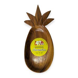 Vintage Monkey Pod Blair Hawaii Carved Pineapple 47th Letter Carriers Convention